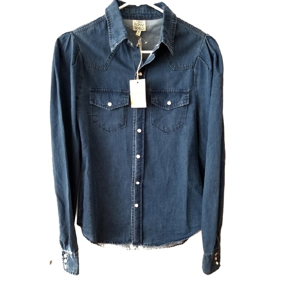 Torn by Ronny Kobo Tops - Torn By Ronny Kobo Denim Shirt